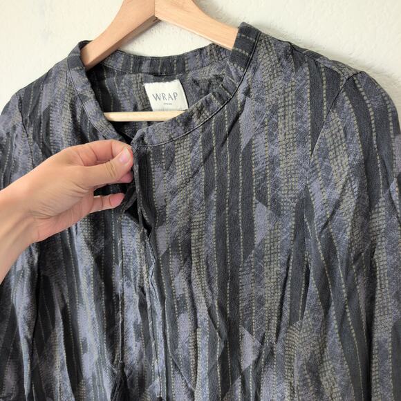 Wrap London Shift Dress US 2 Viscose Gray Blue Long Sleeve Pull On Lagenlook - Picture 7 of 8